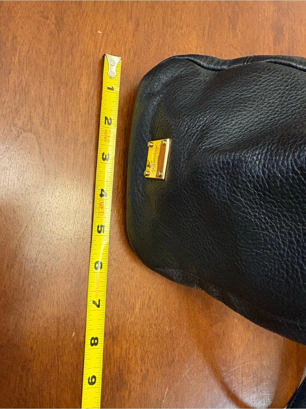 Kenneth Cole Black Leather Tote with Gold Hardware - Picture 14 of 14